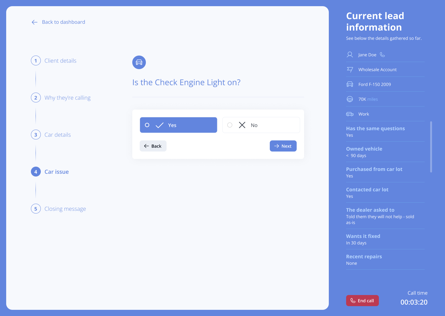 Car Service Sales Software for Call center