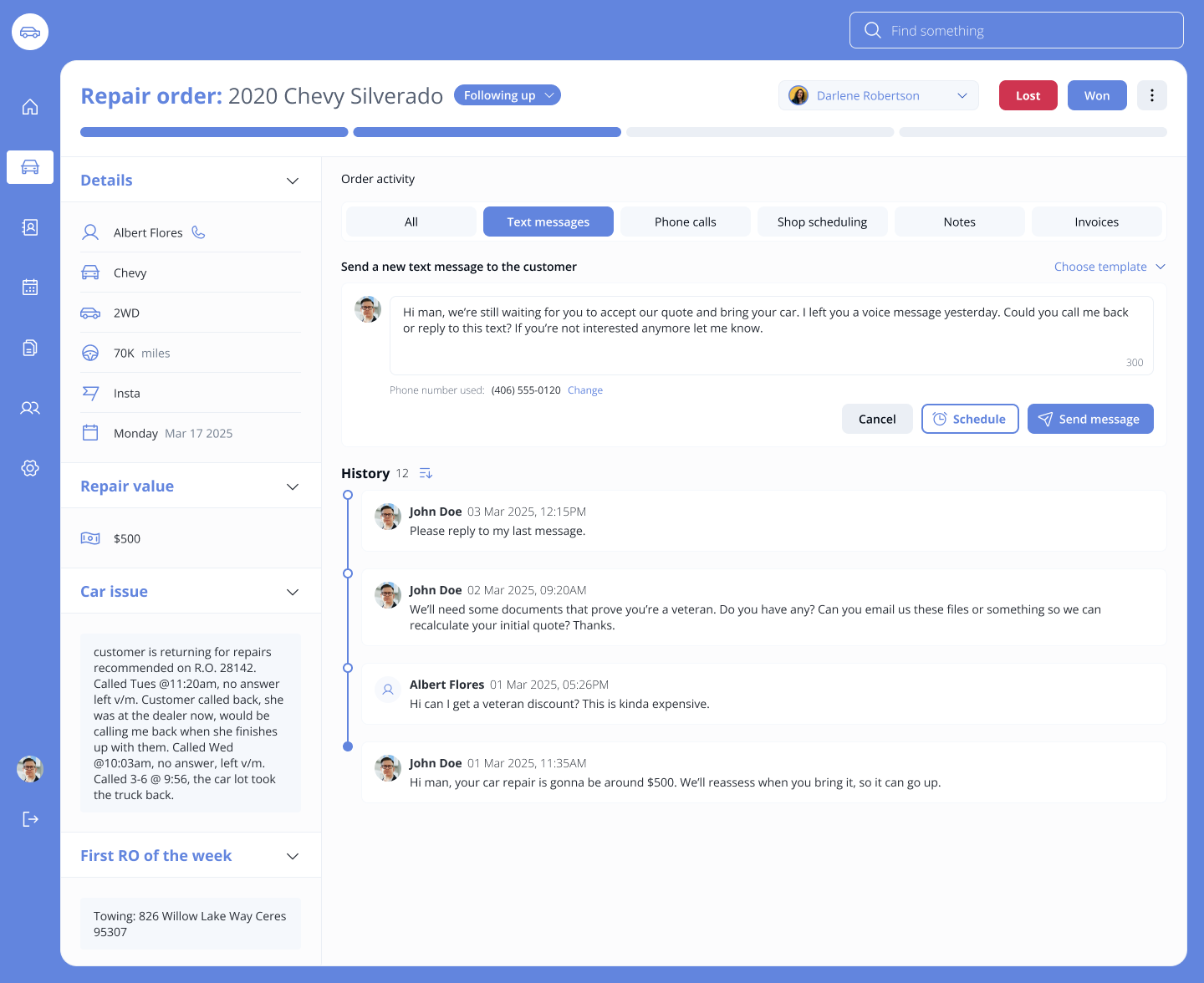 Car Service Sales Software for Call center