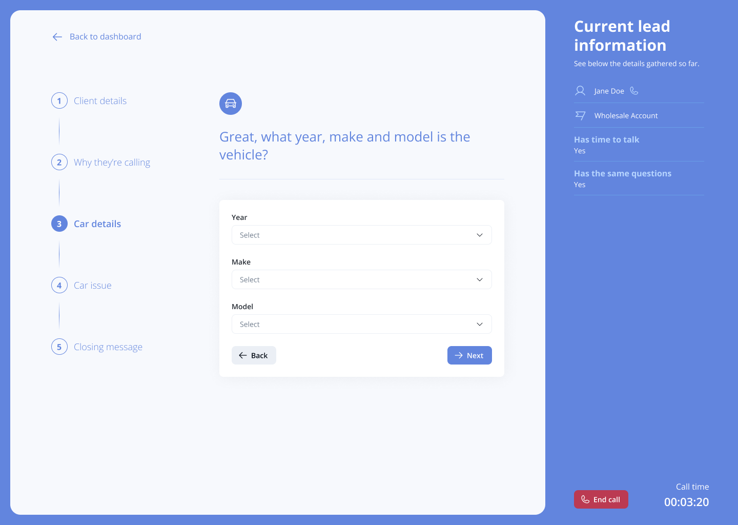 Car Service Sales Software for Call center
